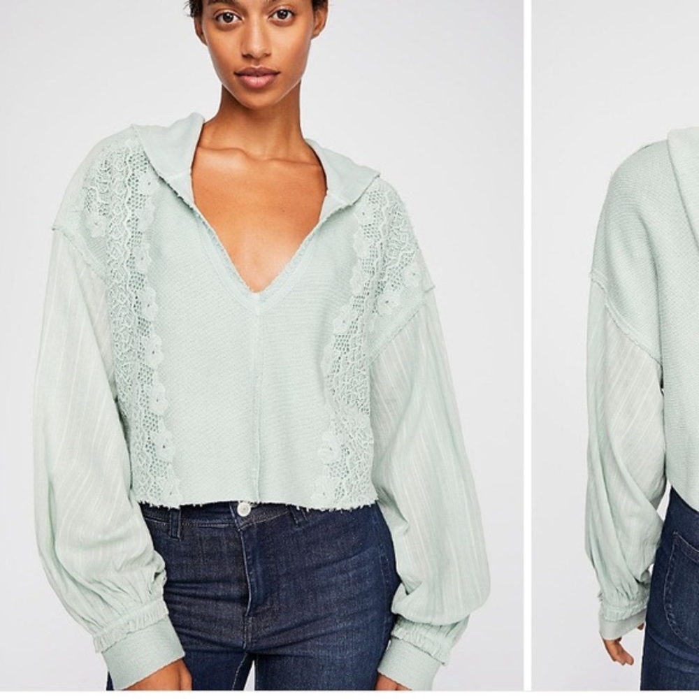 NWT Free People Lacey Pullover Hooded Sweatshirt